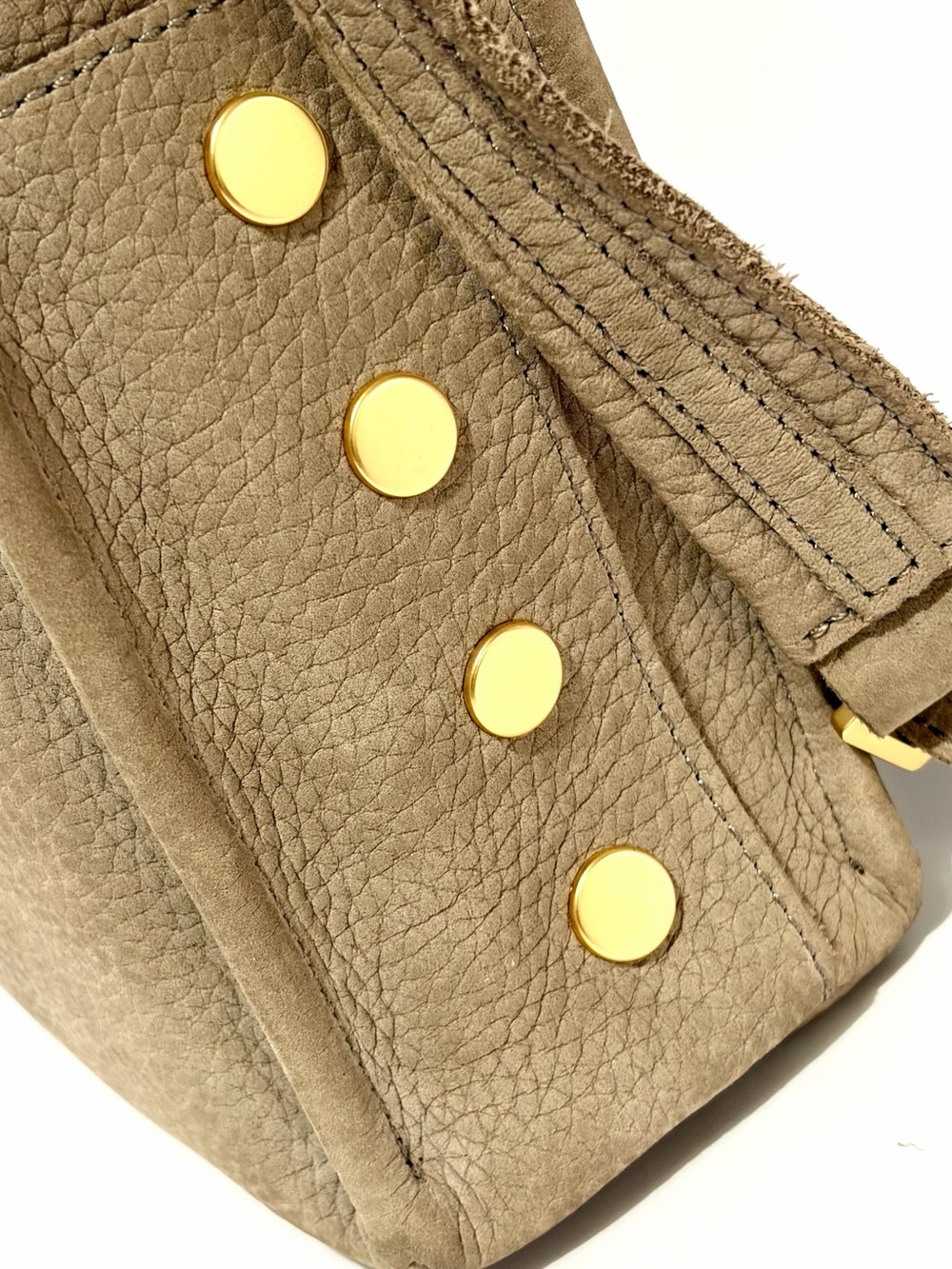 Hammitt Davis Medium Shoulder Bag In Natural Grey Nubuck Brushed Gold Hardware - Picture 3 of 11